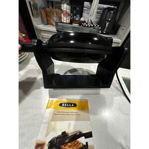 Bella Rotating Waffle Maker Black Non-Stick Belgian Waffle Iron with Manual